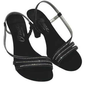 Onex Black and Silver Heeled Sandals